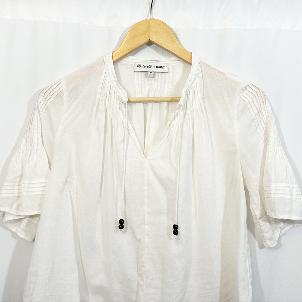 Madewelll X Warm Pintuck Tie Neck Top - Picture 5 of 12